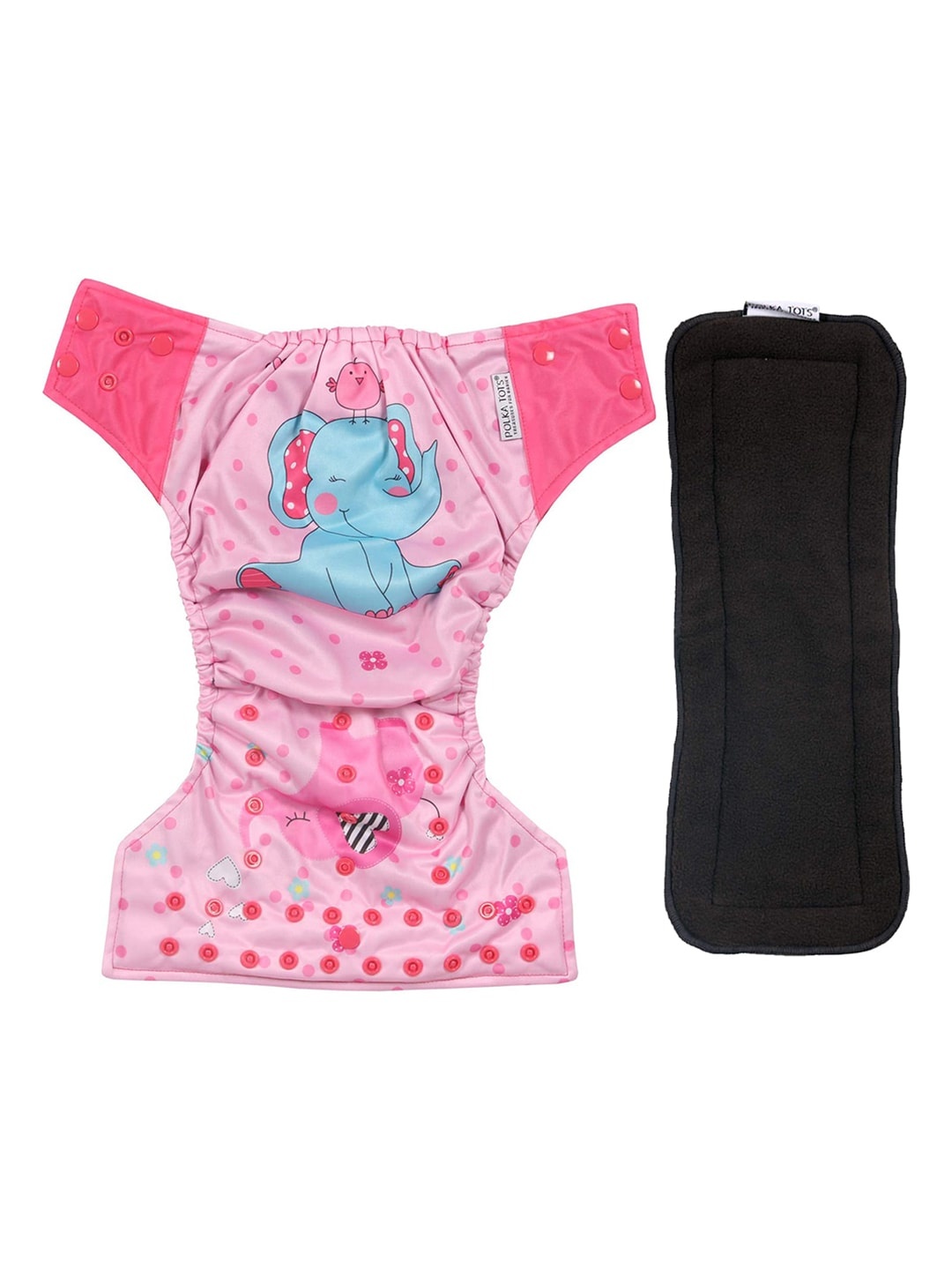 

Polka Tots Infant Kids Pink & Blue Sustainable Cloth Diaper with One Bamboo Charcoal Insert