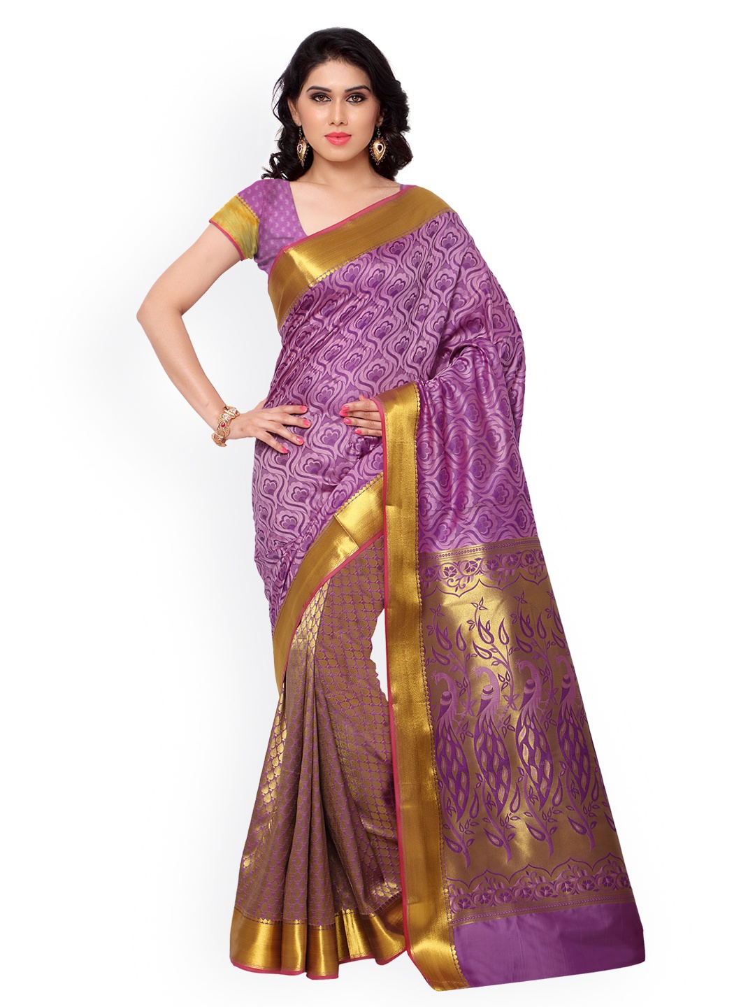 

Varkala Silk Sarees Lavender Paithani Silk & Jacquard Traditional Saree