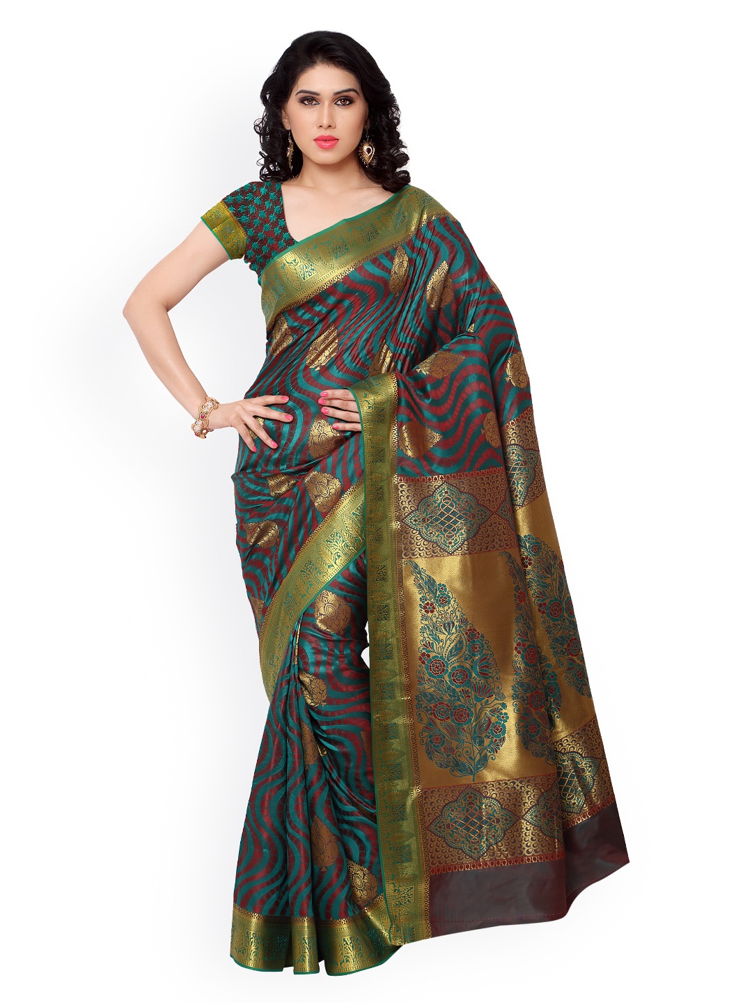 

Varkala Silk Sarees Green Jacquard & Kanchipuram Art Silk Traditional Saree