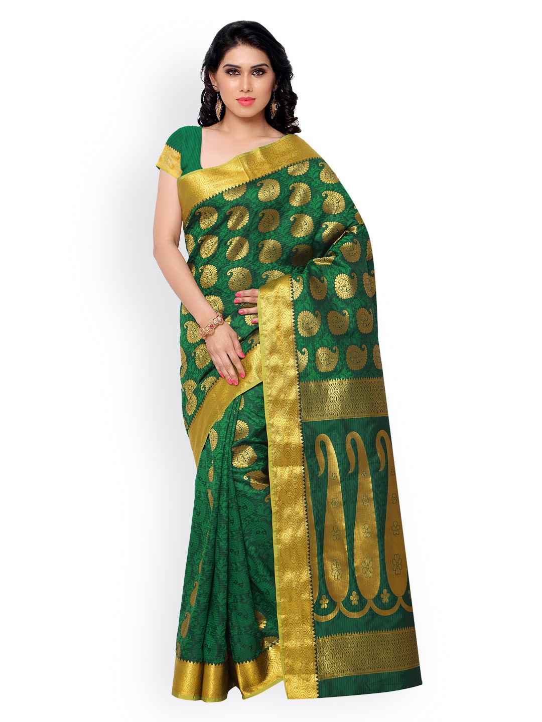 

Varkala Silk Sarees Green Jacquard Kanjeevaram Art Silk Traditional Saree