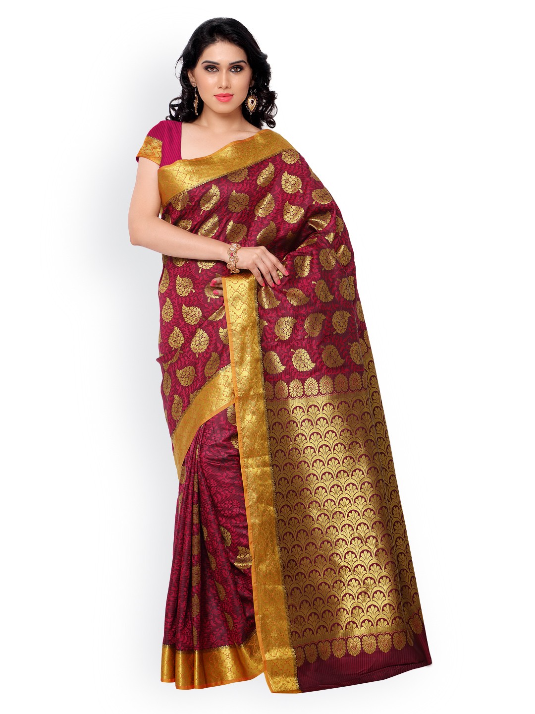 

Varkala Silk Sarees Pink Jacquard Kanjeevaram Art Silk Traditional Saree