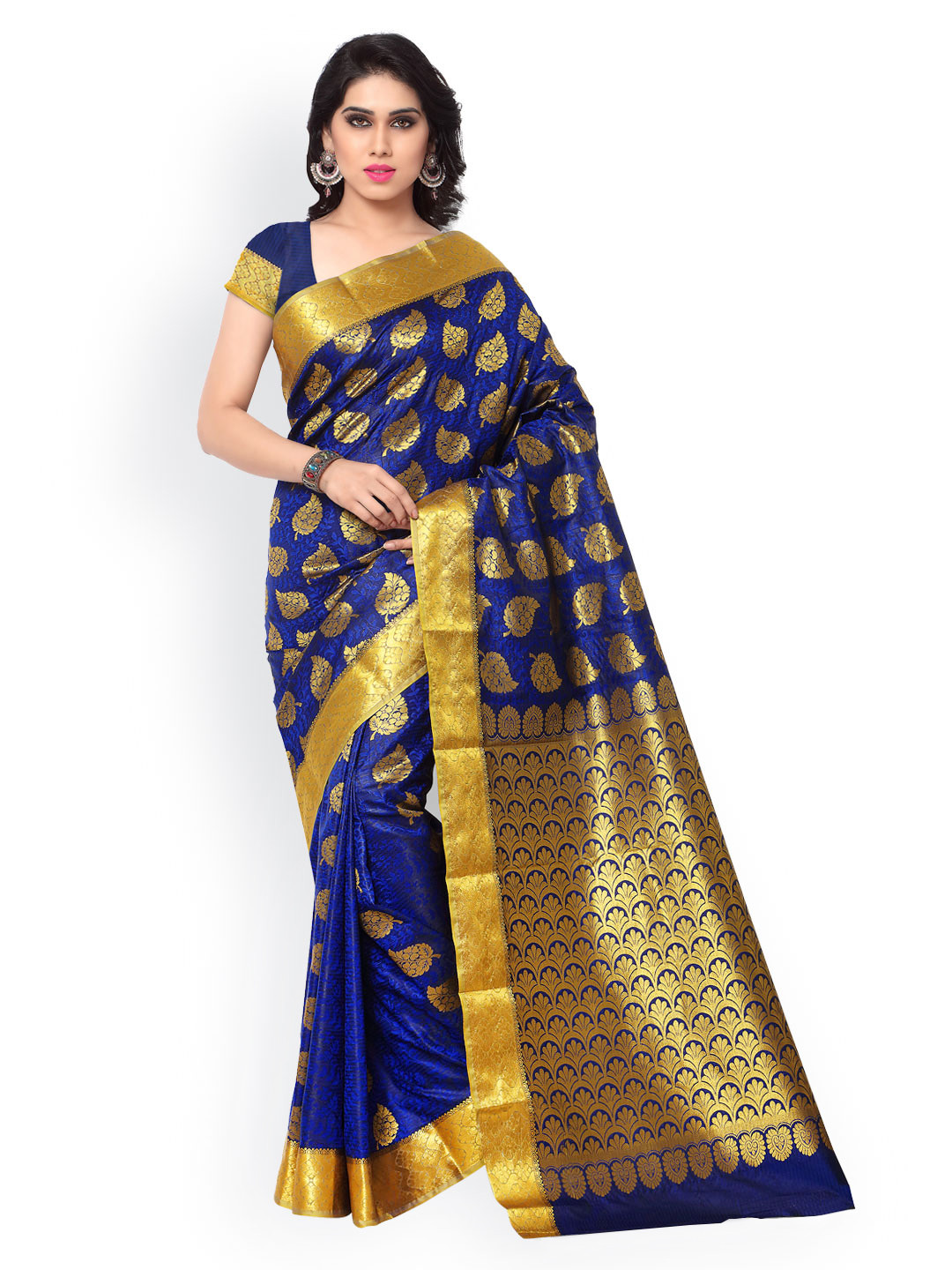 

Varkala Silk Sarees Blue Jacquard Kanjeevaram Art Silk Traditional Saree