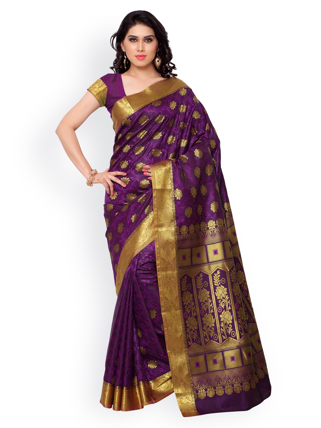 

Varkala Silk Sarees Purple Jacquard Kanjeevaram Art Silk Traditional Saree