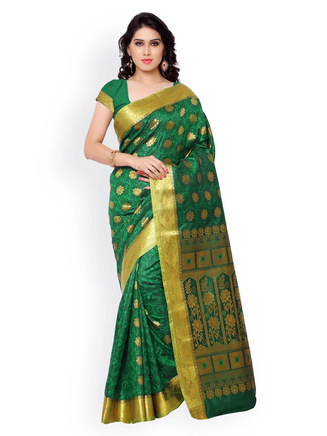 

Varkala Silk Sarees Green Jacquard Kanjeevaram Art Silk Traditional Saree