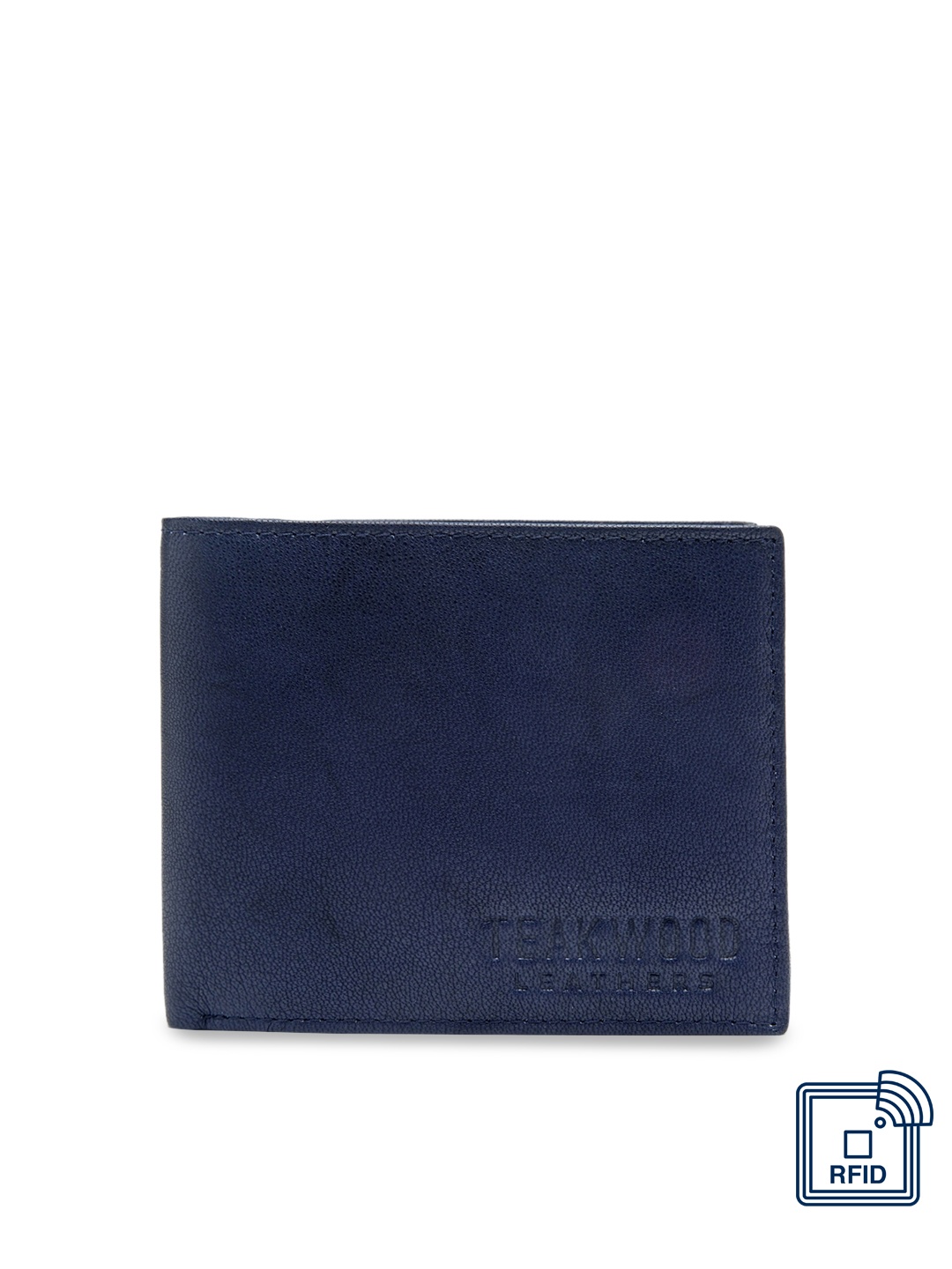 

Teakwood Leathers Men Navy Blue Solid RFID Leather Two Fold Wallet