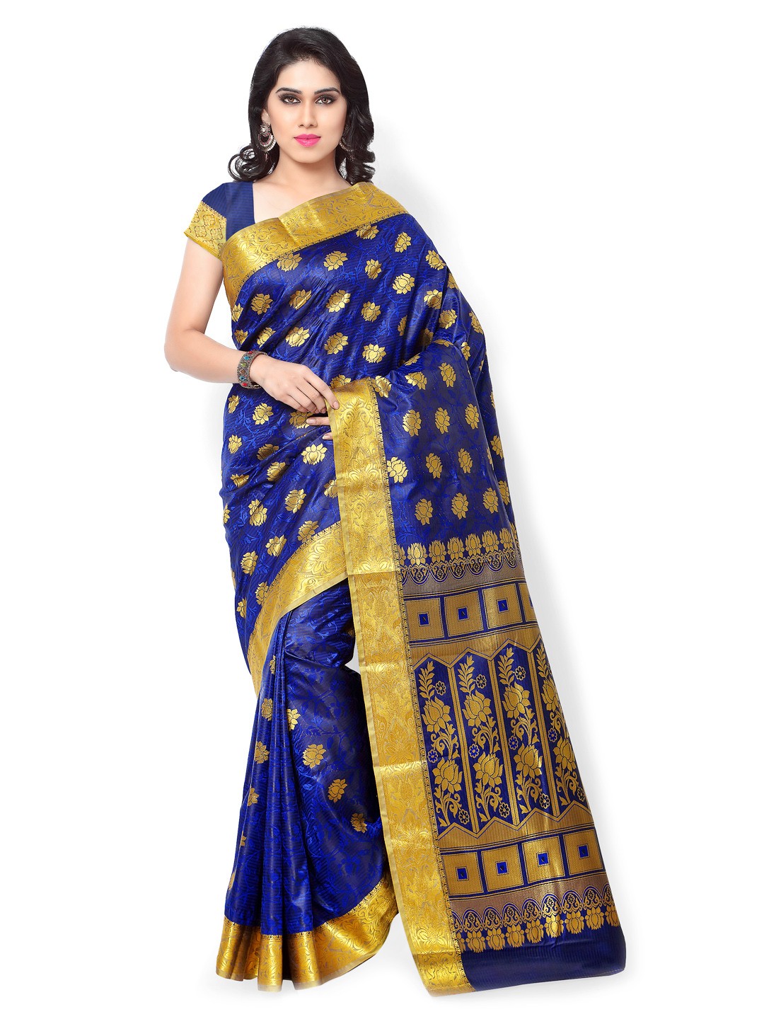 

Varkala Silk Sarees Blue Jacquard & Kanchipuram Art Silk Traditional Saree