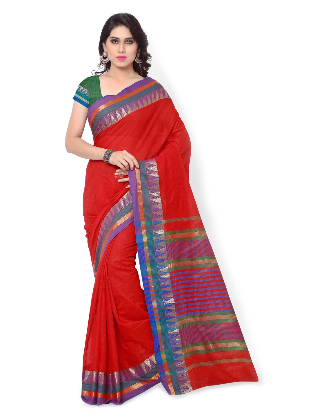 

Varkala Silk Sarees Red Art Silk Traditional Saree