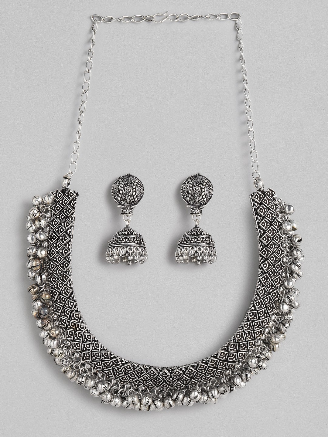

Anouk Silver-Plated Oxidised Ghunghroo Jewellery Set