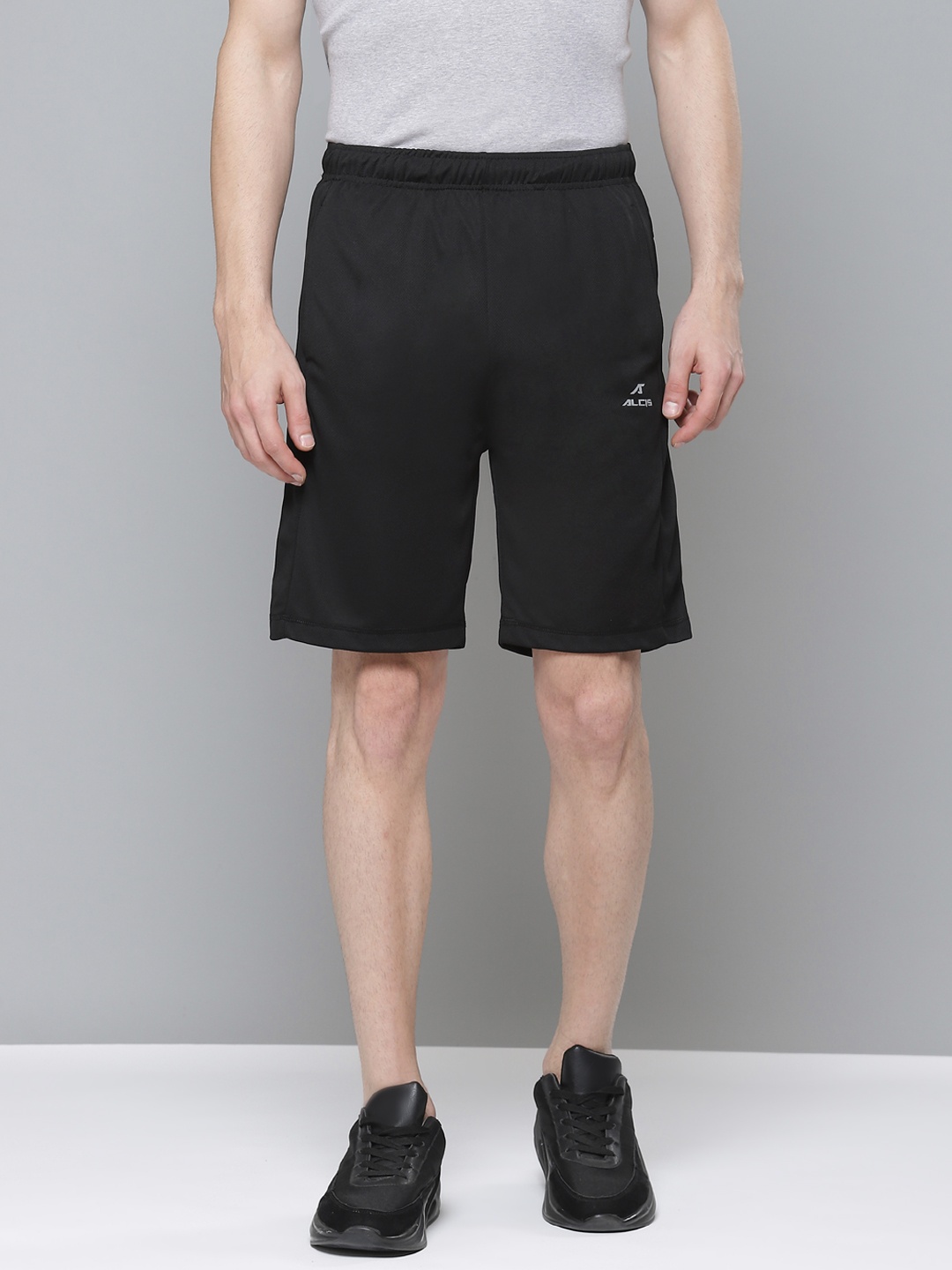 

Alcis Men Black Solid Slim Fit Sports Shorts