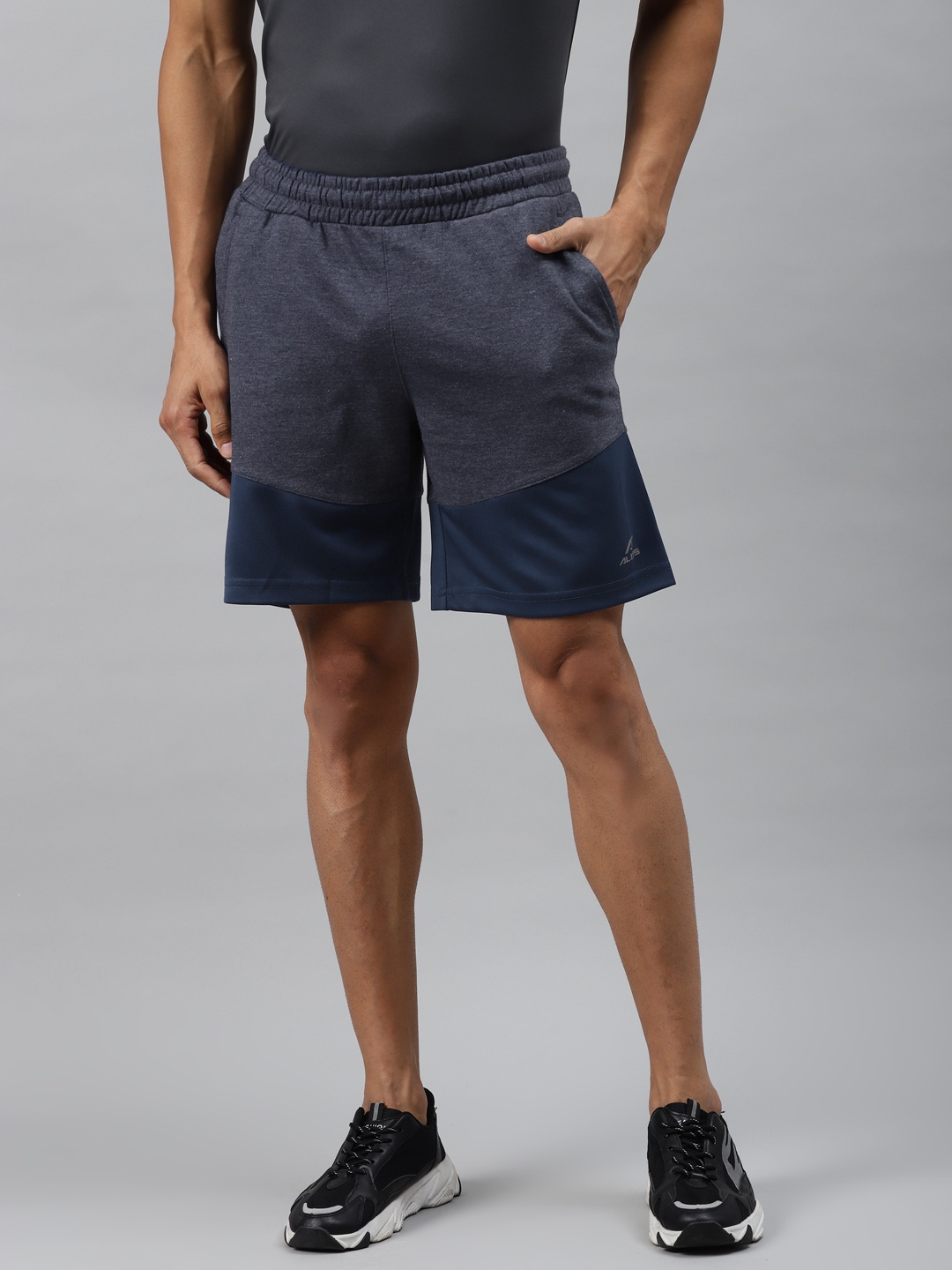 

Alcis Men Navy Blue Colourblocked Slim Fit Sports Shorts