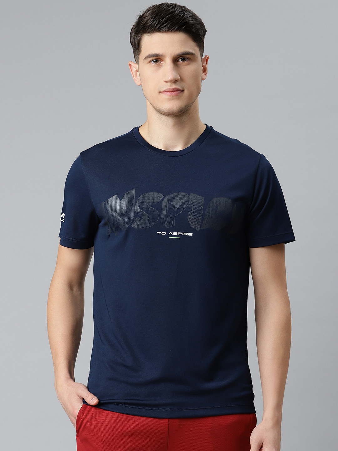 

Alcis Men Navy Blue Typography Printed Slim Fit T-shirt