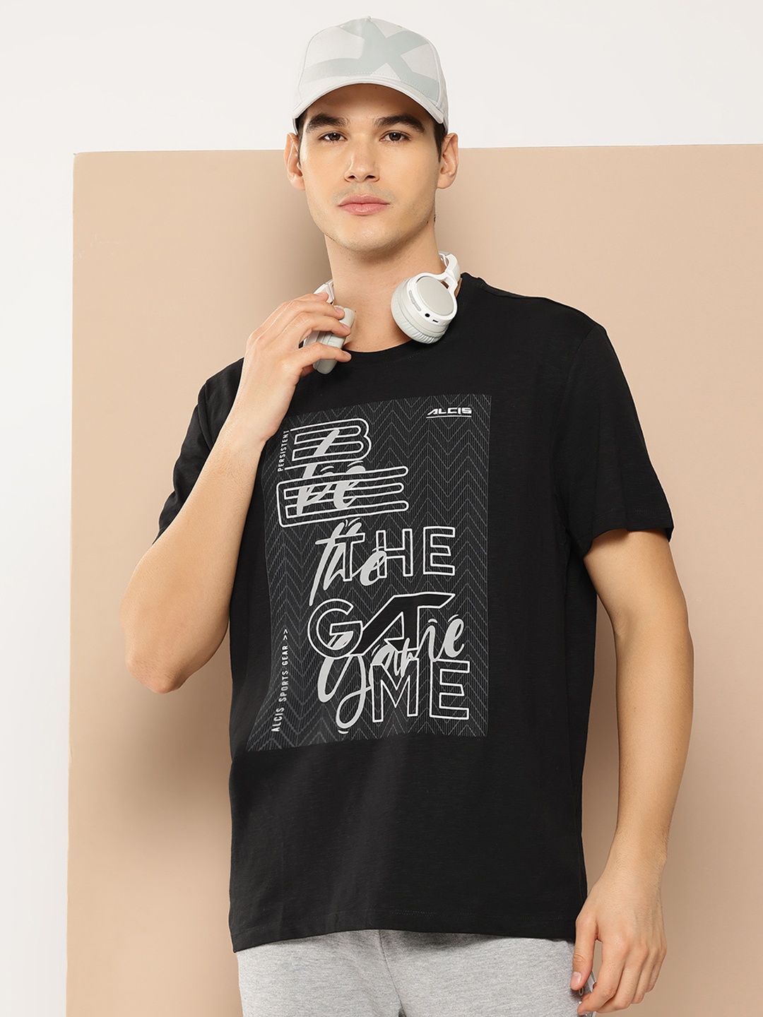 

Alcis Typography Printed Slim Fit T-shirt, Black