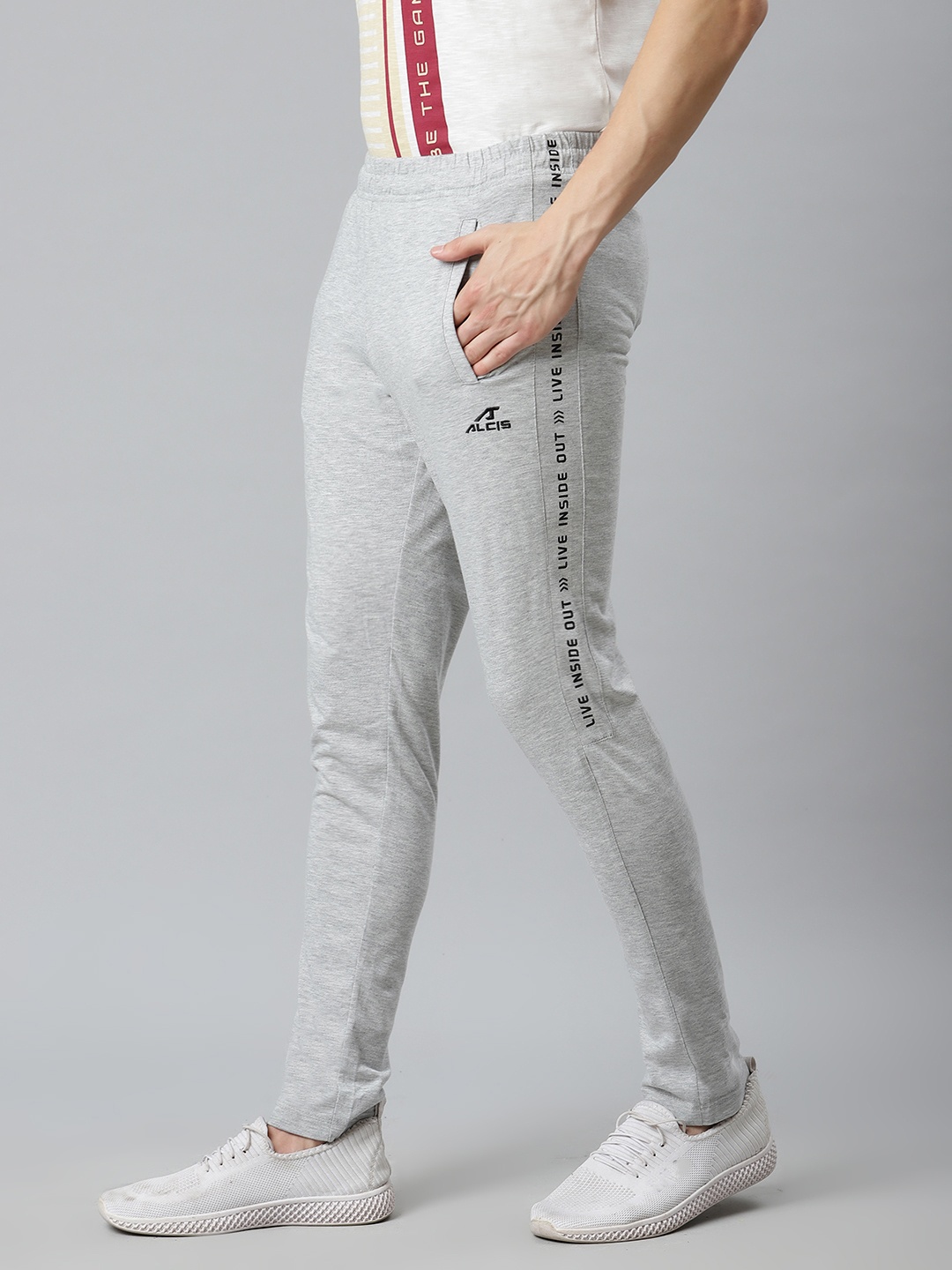 

Alcis Men Grey Melange Solid Track Pants