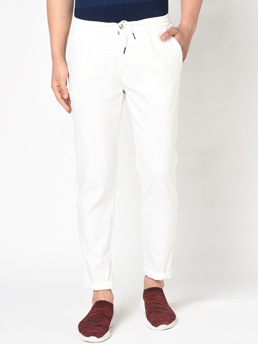 

Blackberrys Men White Arise Regular Fit Trousers