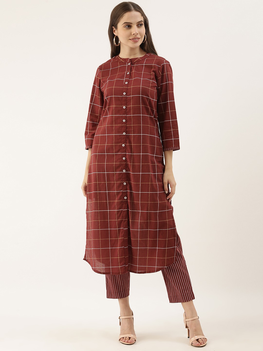 

Sangria Women Maroon Pure Cotton Kurta with Trousers