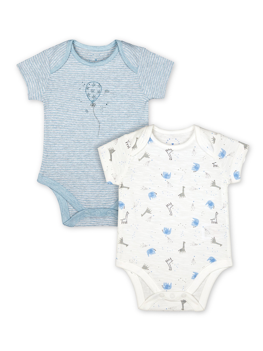 

mothercare Infant Boys Pack Of 2 Printed Bodysuits, White