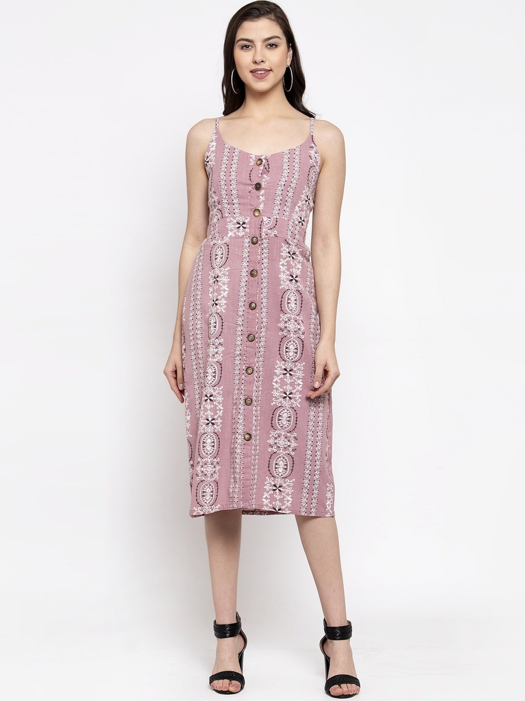 

Miaz Lifestyle Women Pink Printed Sheath Dress