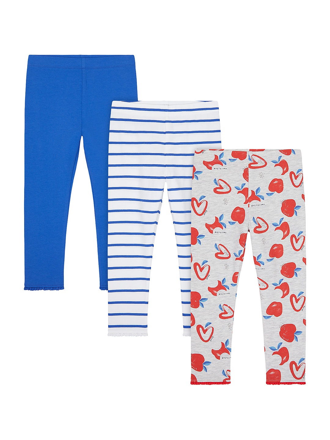 

mothercare Girls Pack Of 3 Leggings, Blue