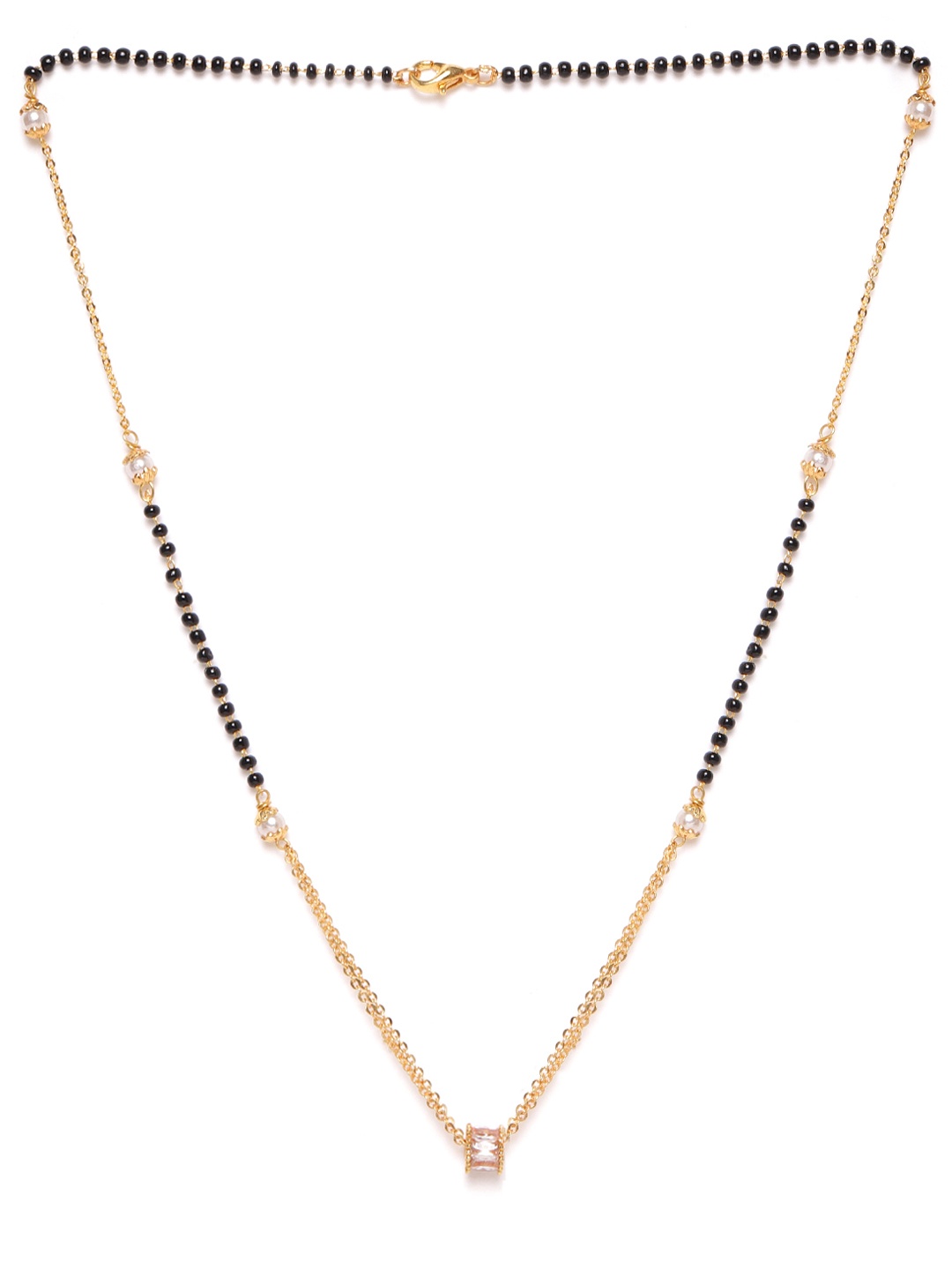 

JEWELS GEHNA Black Gold-Plated Beaded & AD-Studded Mangalsutra