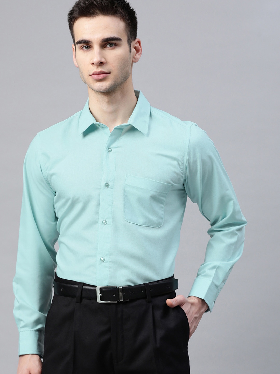 

DENNISON Men Blue Smart Slim Fit Twill Weave Solid Formal Shirt