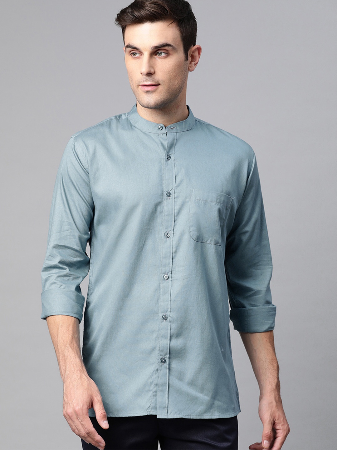 

DENNISON Men Blue Slim Fit Twill Weave Solid Cotton Casual Shirt