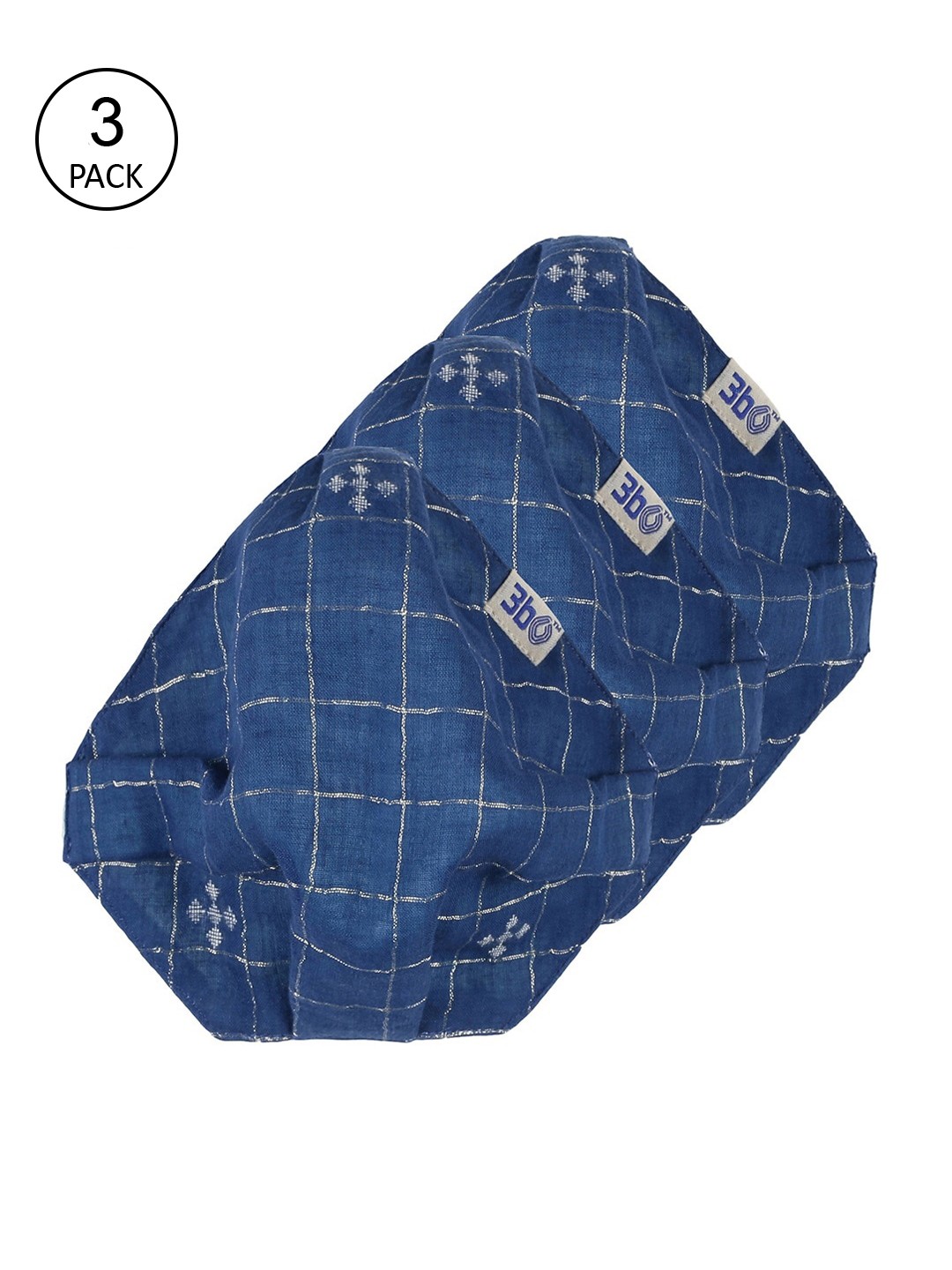 

3BO Pack of 3 Assorted 3-Ply Protective Outdoor Masks, Blue