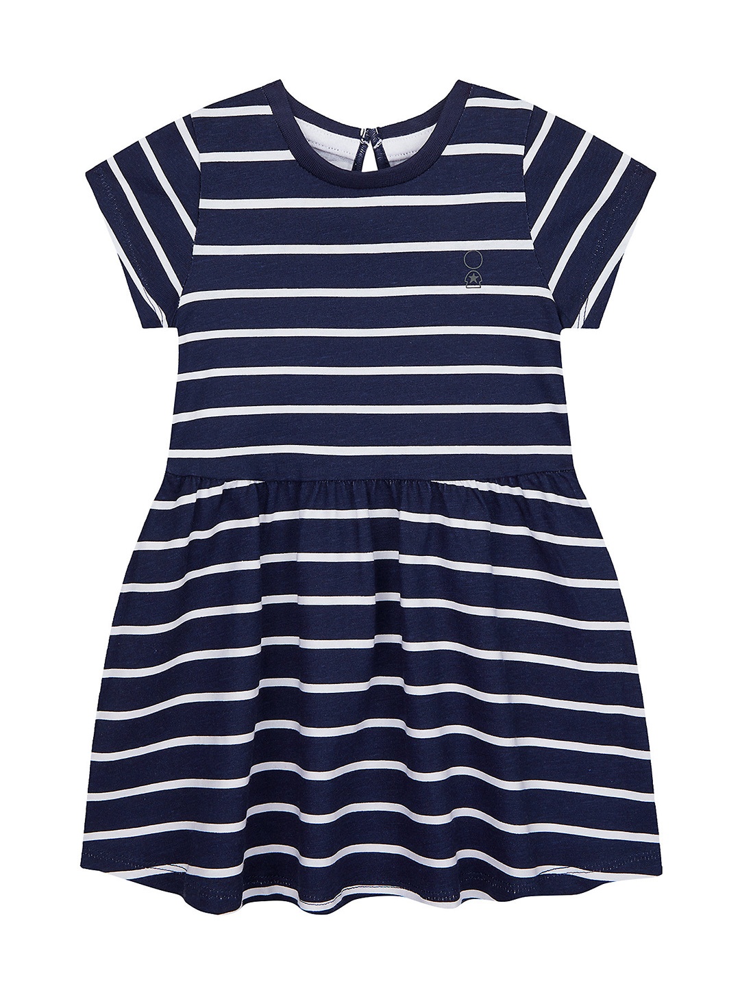 

mothercare Girls Navy Blue Striped Fit and Flare Dress