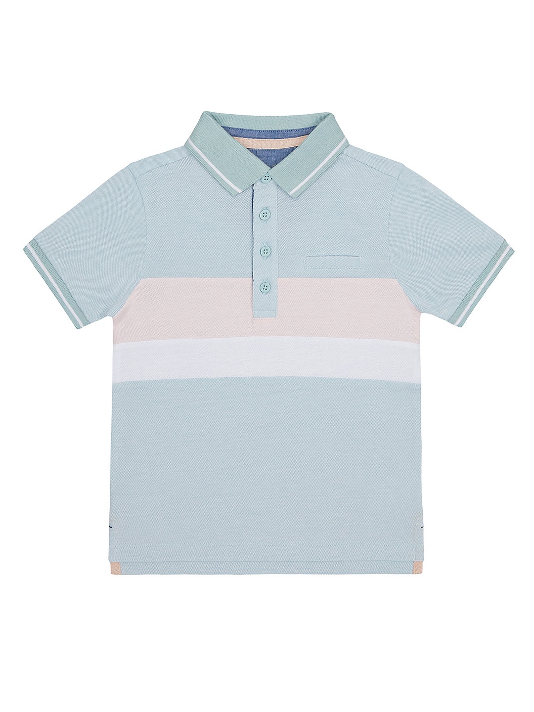 

mothercare Boys Blue Colourblocked Polo Collar T-shirt