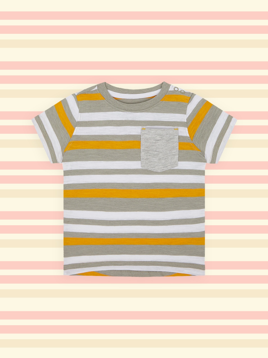 

mothercare Boys Multicoloured Striped Round Neck T-shirt, Multi