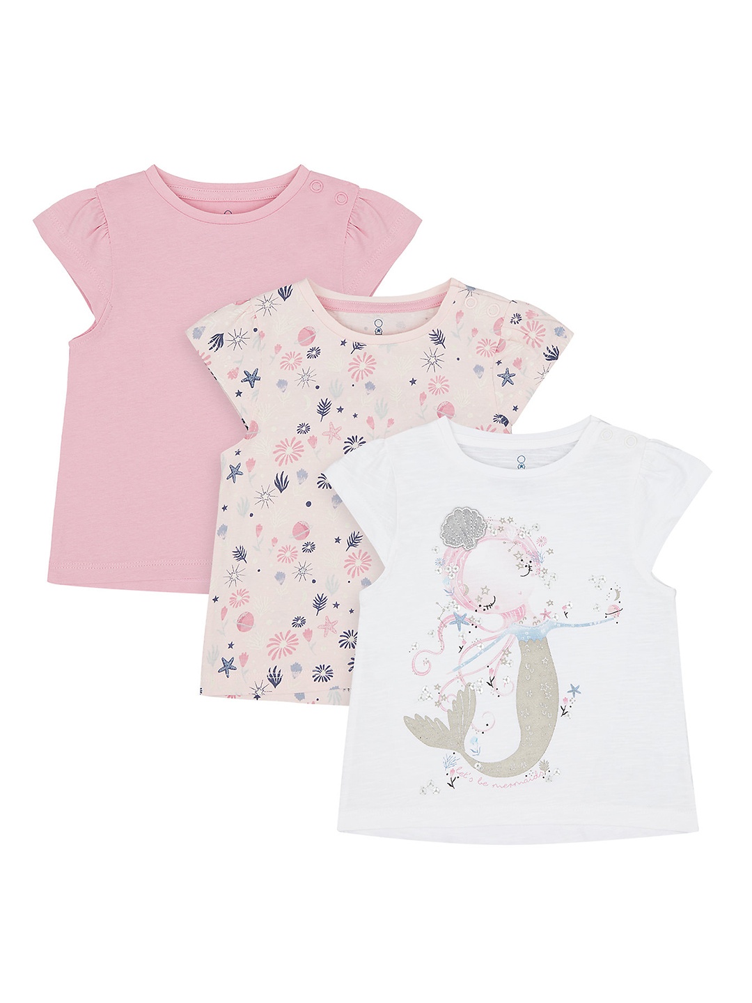 

mothercare Girls Pack Of 3 Printed Regular Tops, Pink