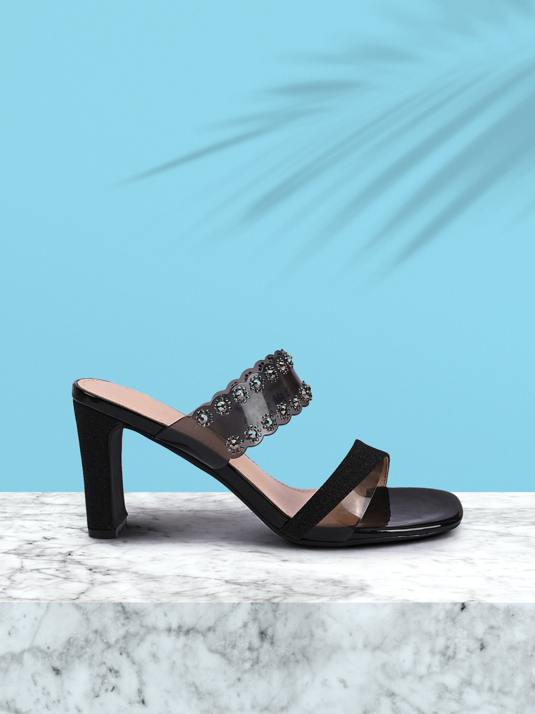 

BuckleUp Women Black Embellished Block Heels