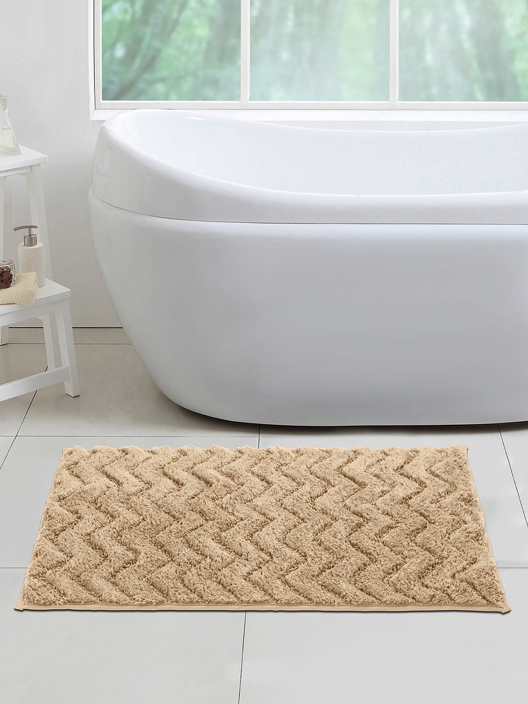 

OBSESSIONS Beige Self-Design Noel Bath Rug