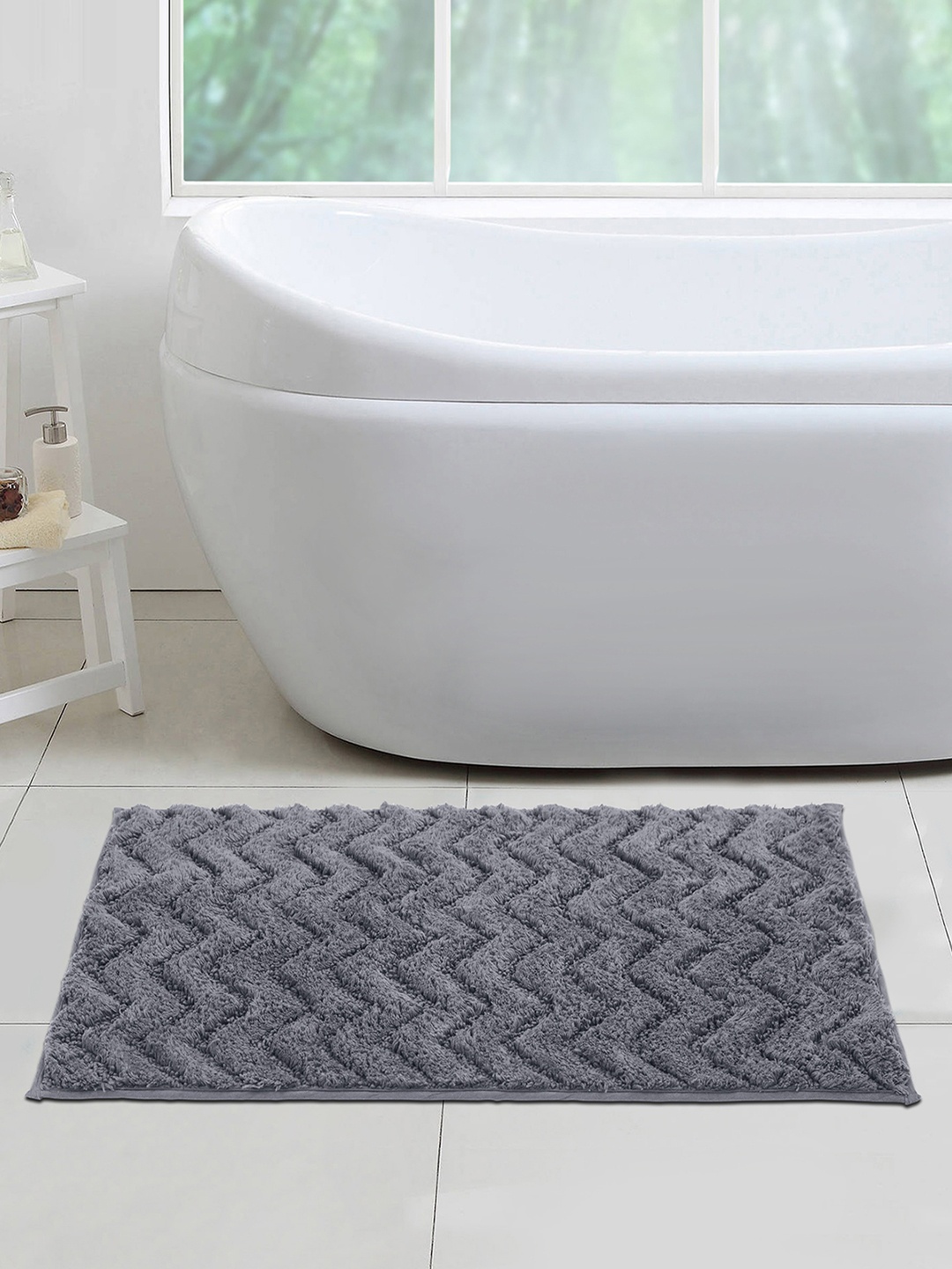 

OBSESSIONS Grey Textured Rectangular Bath Rug