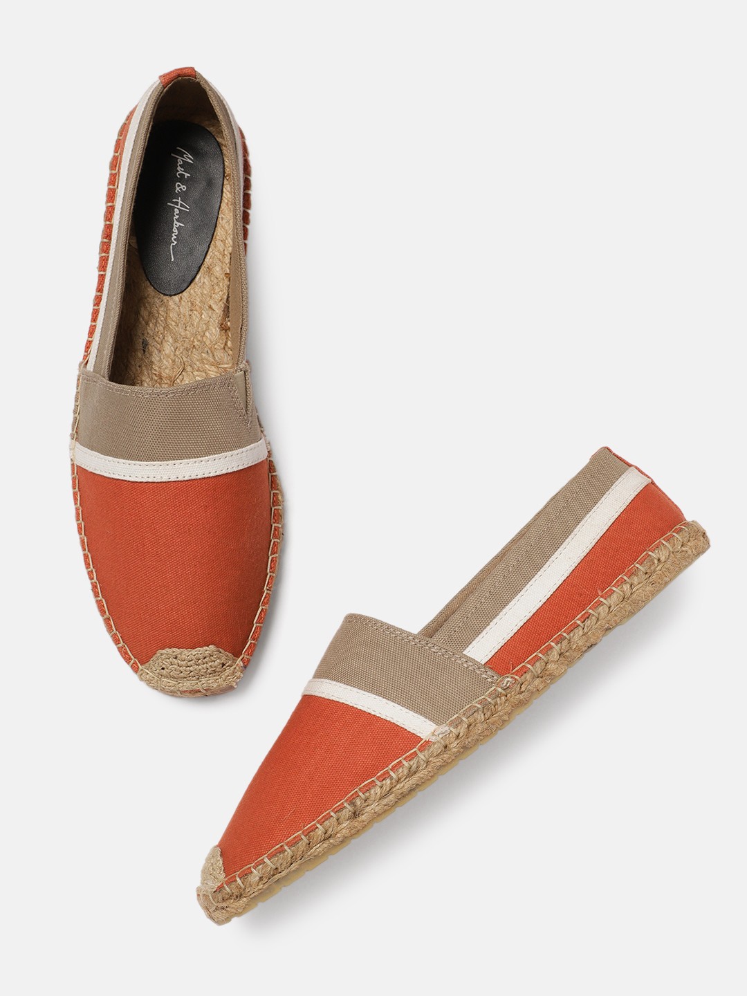 

Mast & Harbour Men Rust Orange & Beige Colourblocked Espadrilles