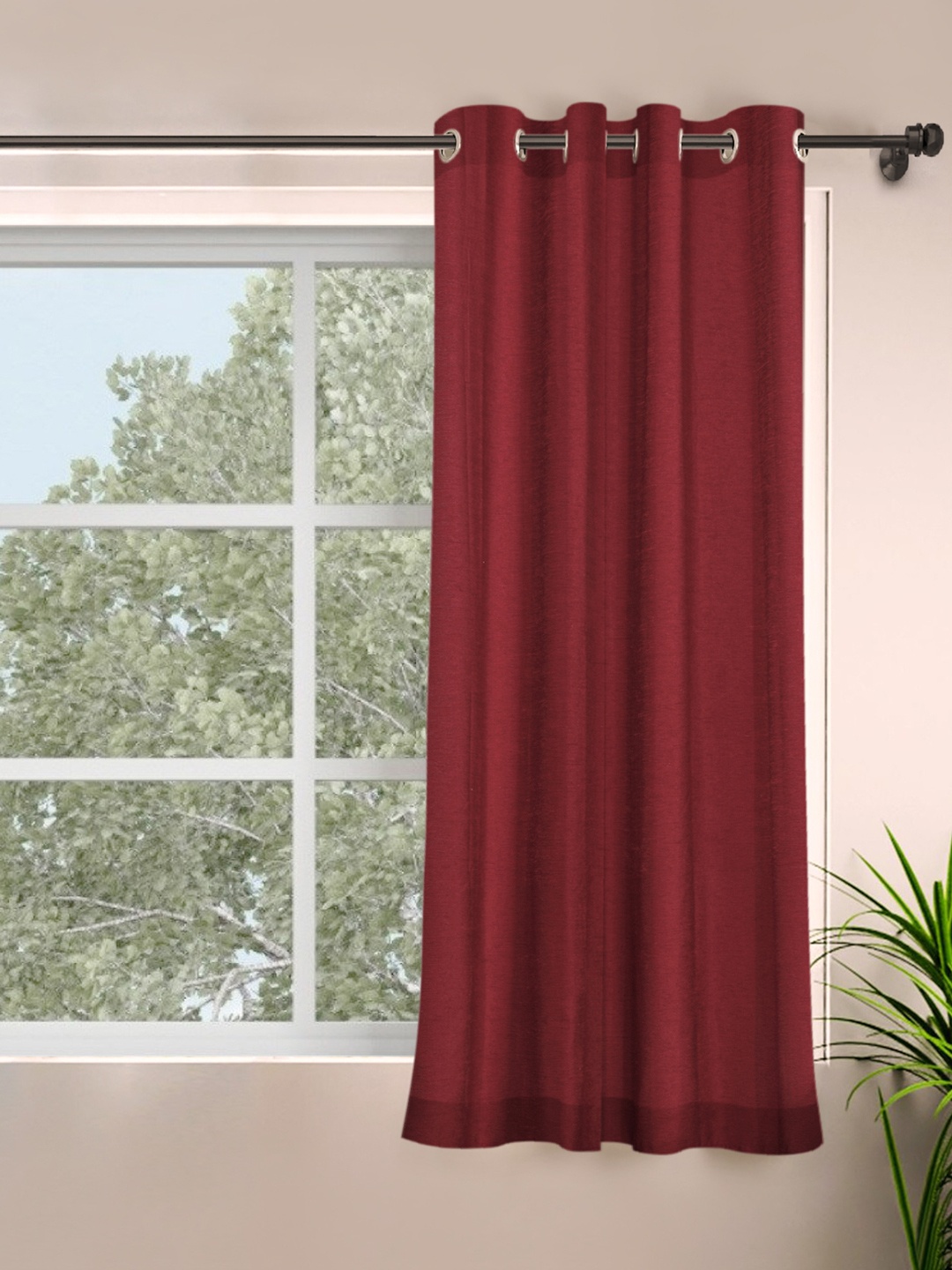 

ROSARA HOME Single Burgundy Solid Window Curtain