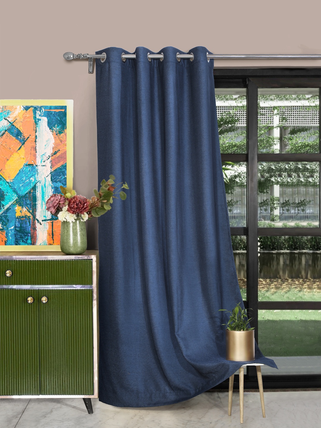 

ROSARA HOME Navy Blue Single Long Door Curtains