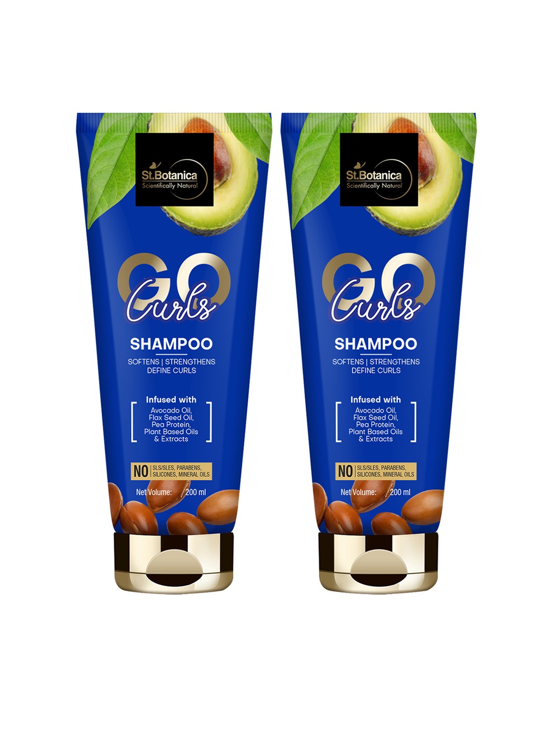

St.Botanica Unisex Set of 2 GO Curls Hair Shampoos 200 ml, Blue