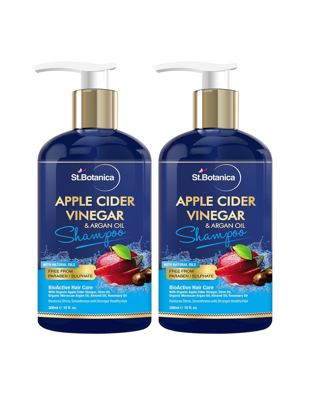 

StBotanica Unisex Set of 2 Apple Cider Vinegar & Organic Argan Oil Hair Shampoos, Blue
