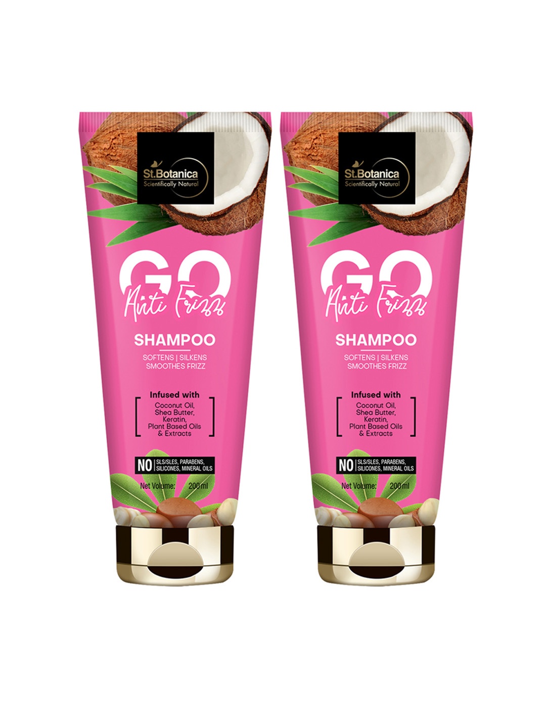 

St.Botanica Set of 2 GO Anti-Frizz Hair Shampoos 200 ML, Pink