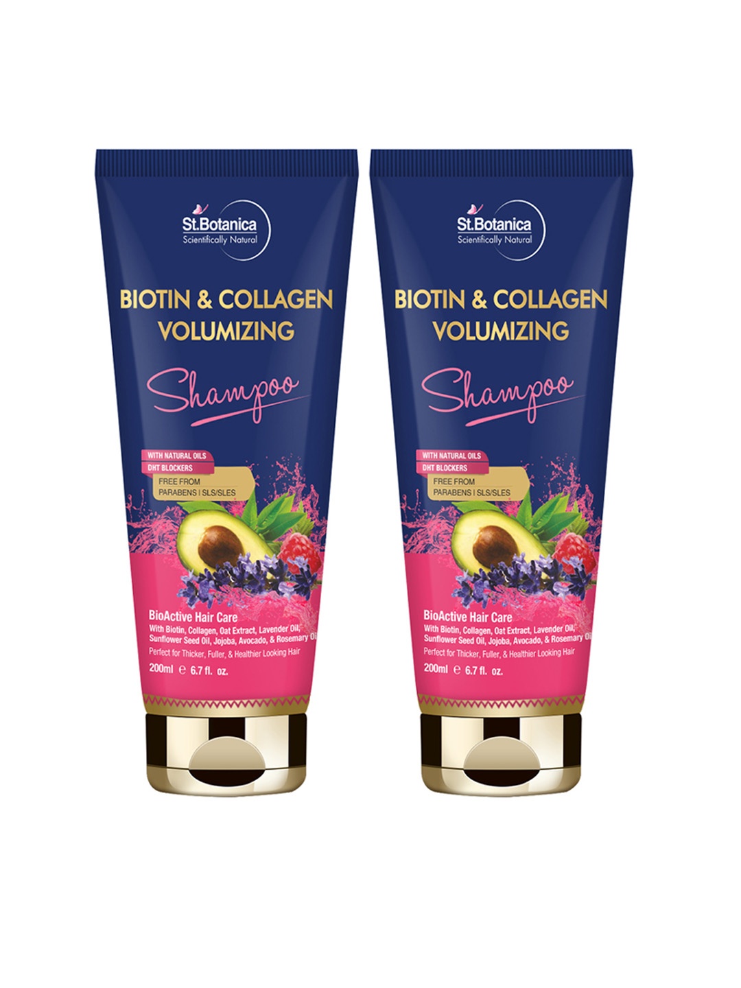 

St.Botanica Unisex Set of 2 Biotin & Collagen Volumizing Hair Shampoos, Blue