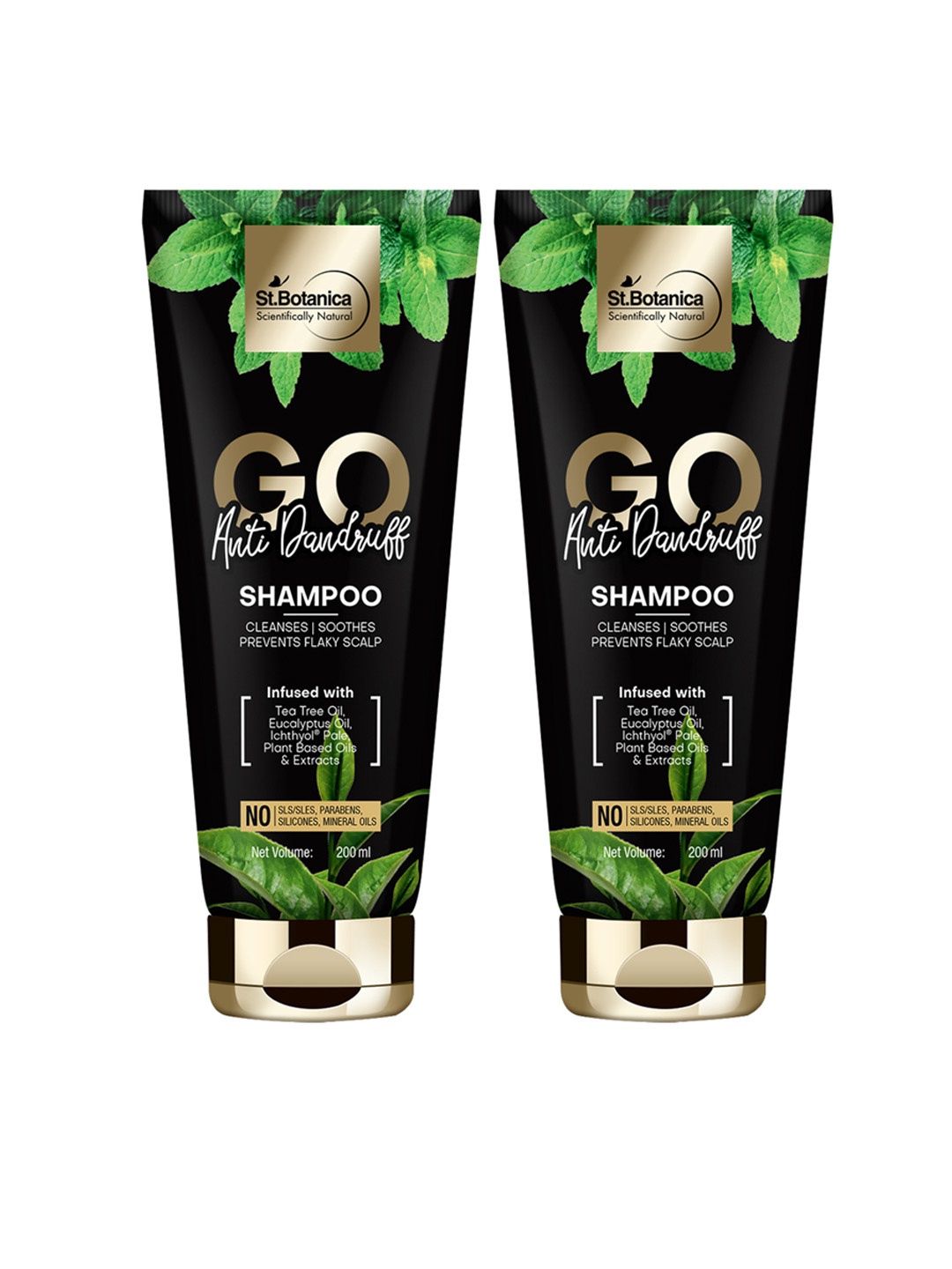 

St.Botanica Pack Of 2 Go Anti-Dandruff Hair Shampoo 400 ml, Black