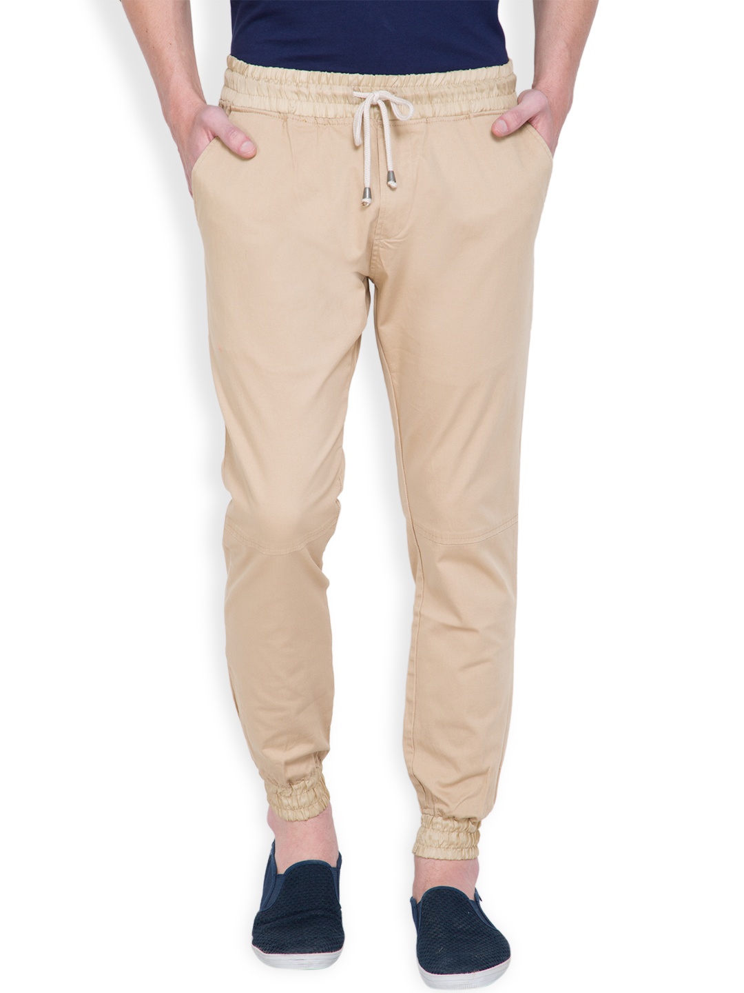 

LOCOMOTIVE Beige Slim Fit Cuffed Joggers