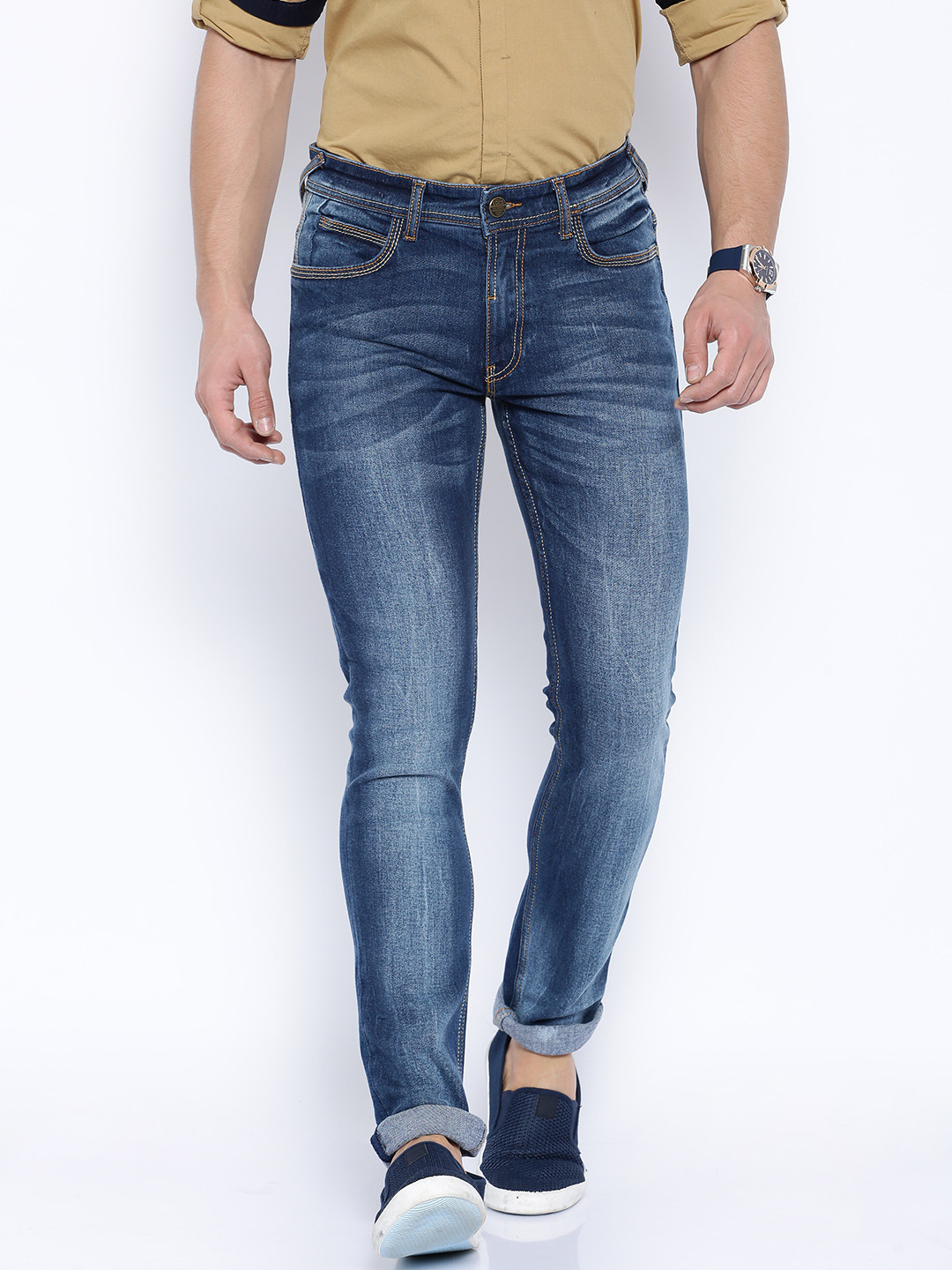 

Locomotive Blue Washed Super-Slim Fit Stretchable Jeans