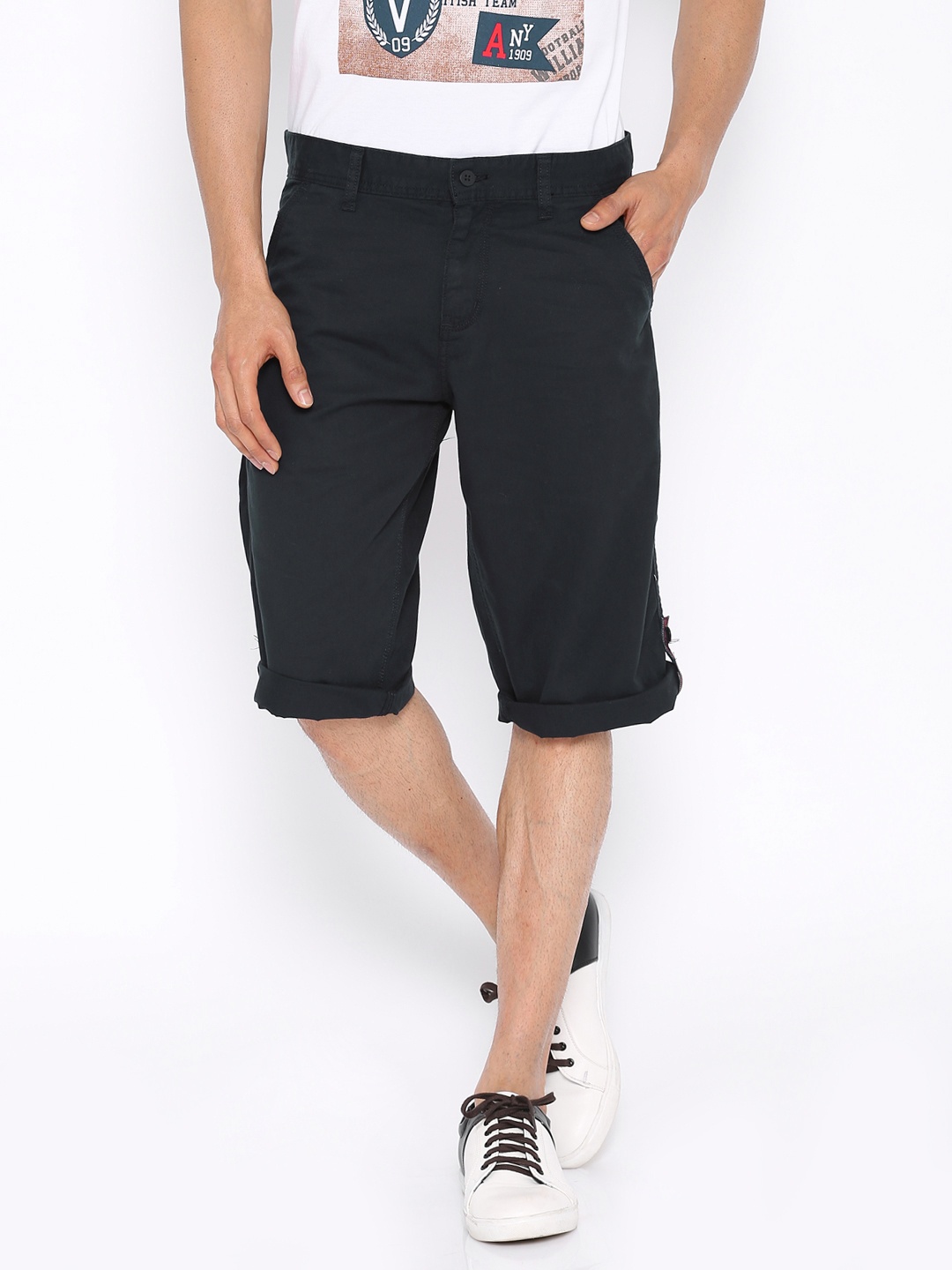 

Locomotive Navy Slim Fit Roll-Up Shorts, Navy blue