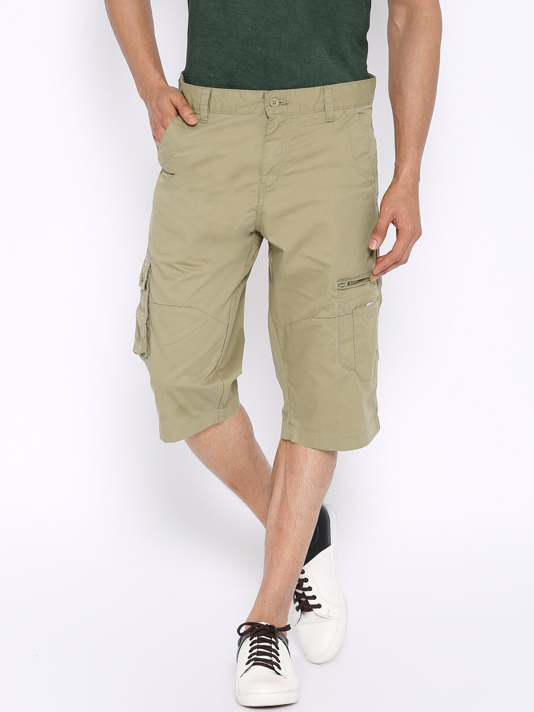 

Locomotive Beige Slim Fit Cargo Shorts