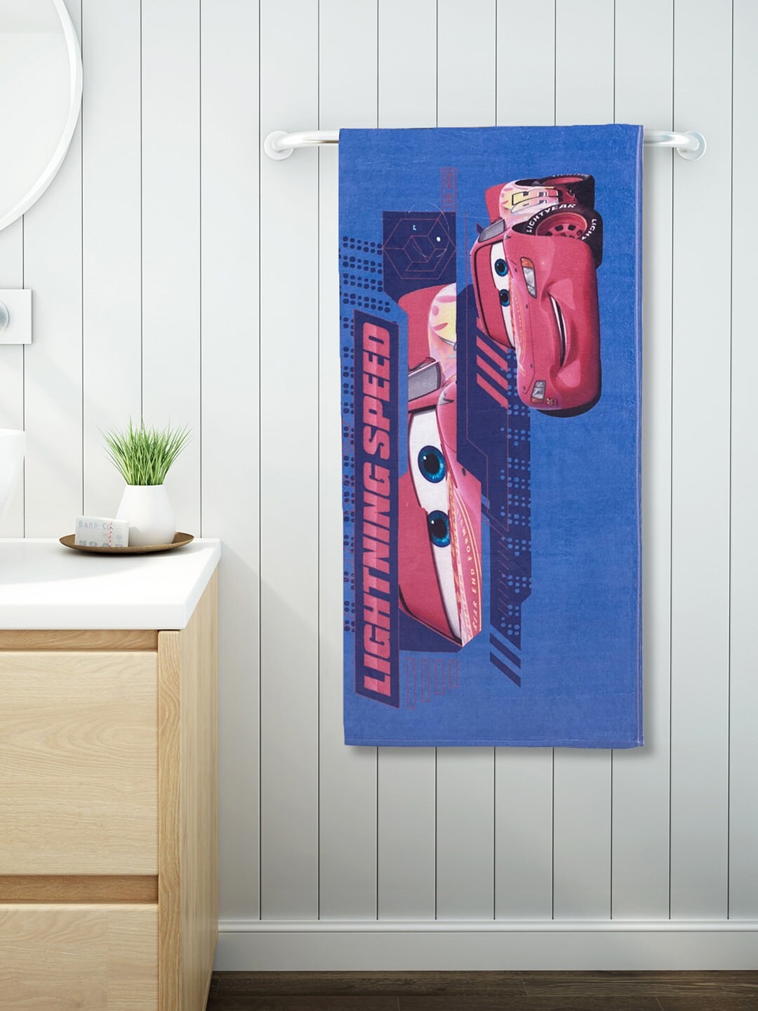 

SPACES Kids Blue & Pink Disney Cars Digital Printed 380 GSM Bath Towel