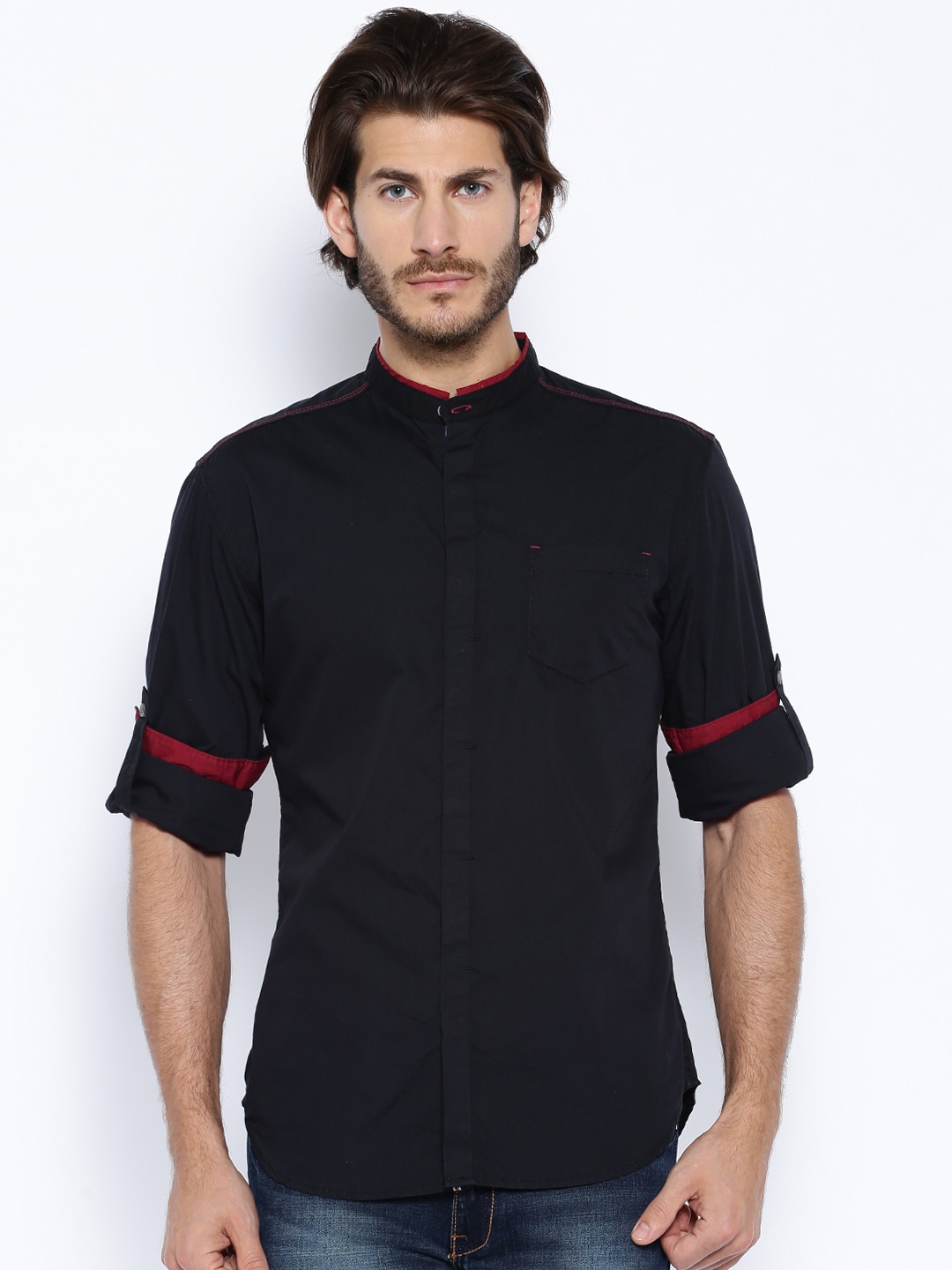 

Locomotive Black Slim Casual Shirt