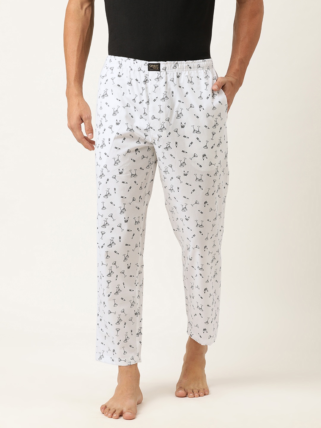 

Urban Dog Men White & Black Conversational Printed Lounge Pants