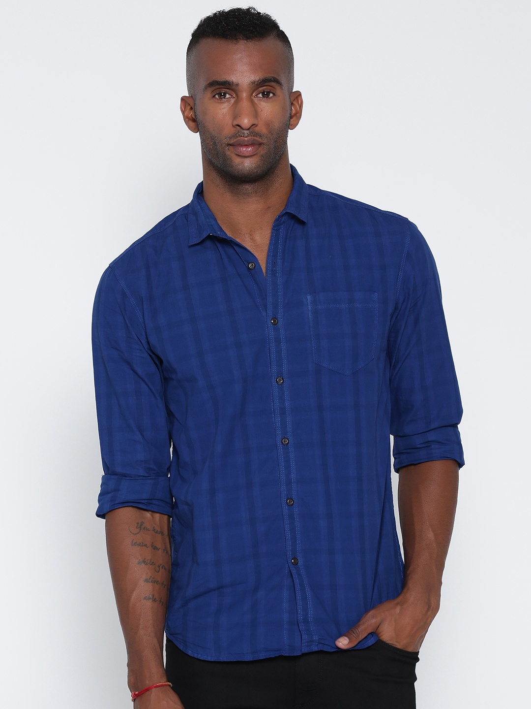 

Locomotive Blue Checked Casual Shirt