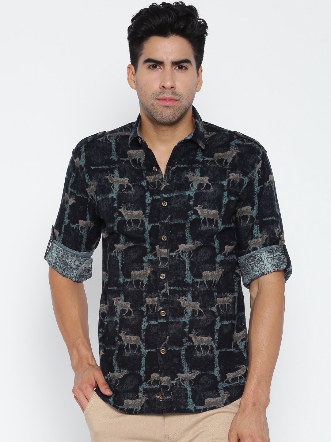 

Locomotive Navy Printed Casual Shirt, Navy blue